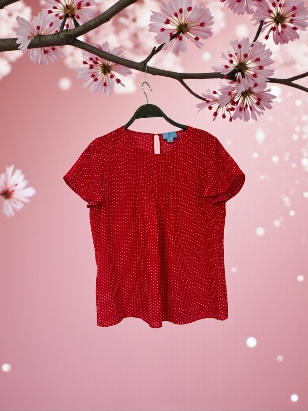 CeCe Red Polka Dot Blouse